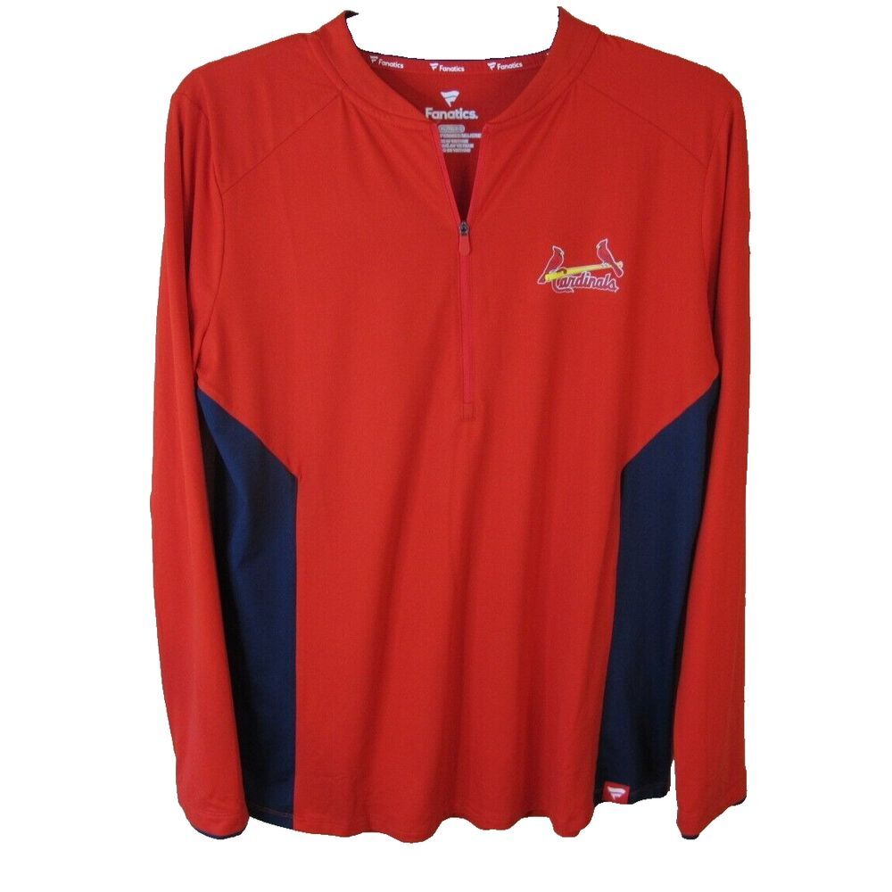 Fanatics St Louis Cardinals 1/2 Zip Pullover Women's XL MLB Baseball Red Black